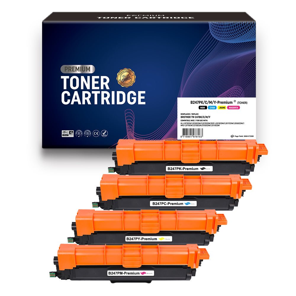 Cartouche de toner Compatible Brother TN-247BK/C/M/Y Pack Noir K:3000 C/M/Y:2300pages - KERA FRANCE Cartouche de toner Compatible Brother TN-247BK/C/M/Y Pack Noir K:3000 C/M/Y:2300pages - KERA FRANCE